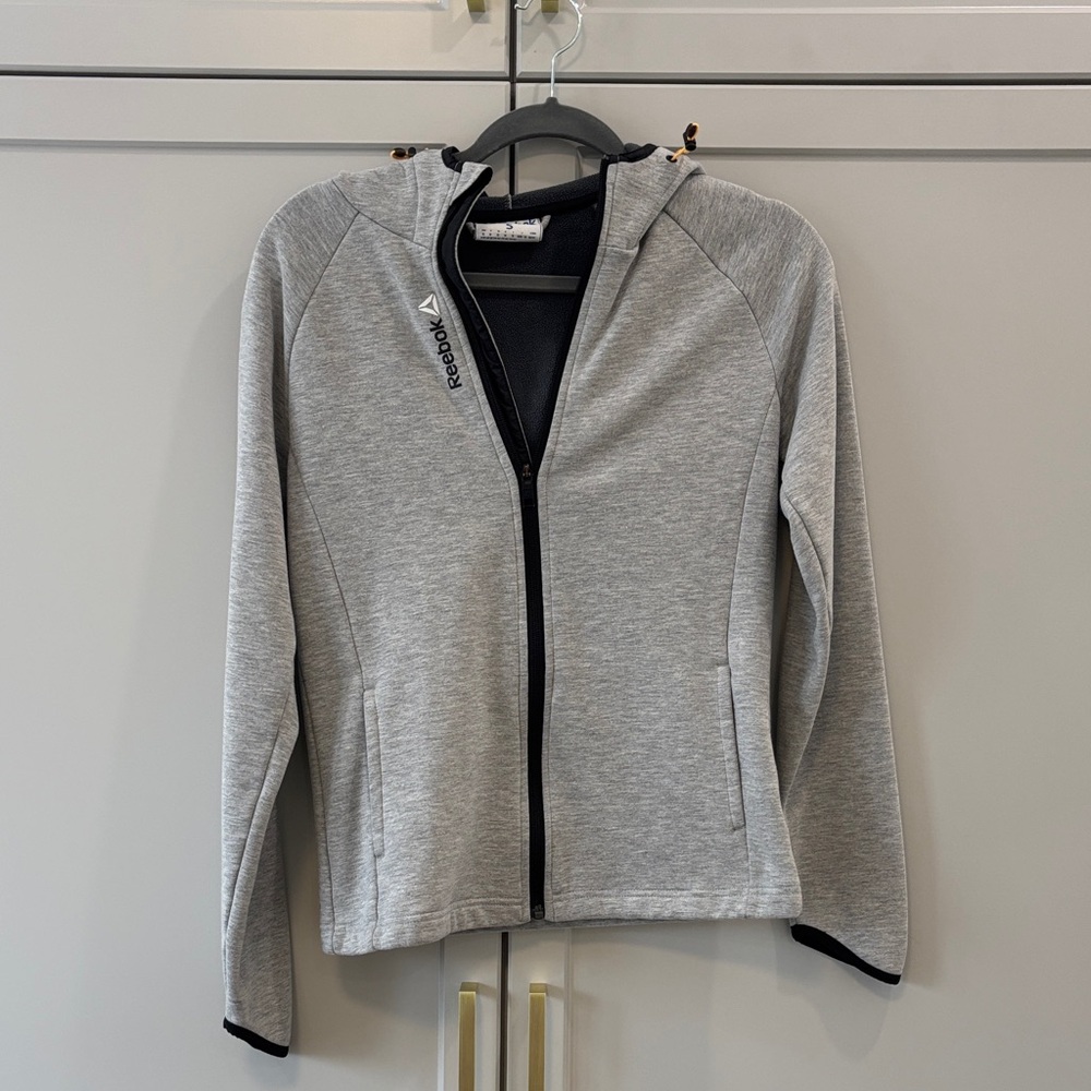 REEBOK Light Gray Fleece Full-Zip Jacket